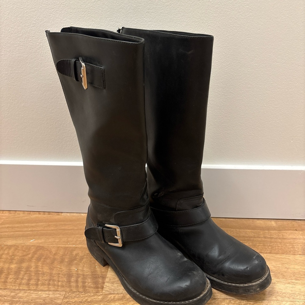 Black Biker Boots Size 6 US
